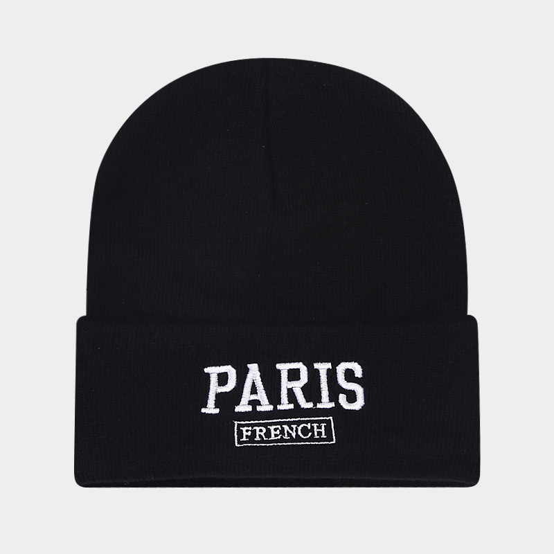 Korean version of Instagram large edition knitted for women with small embroidered letters, woolen pullover hat, big_voghion.com