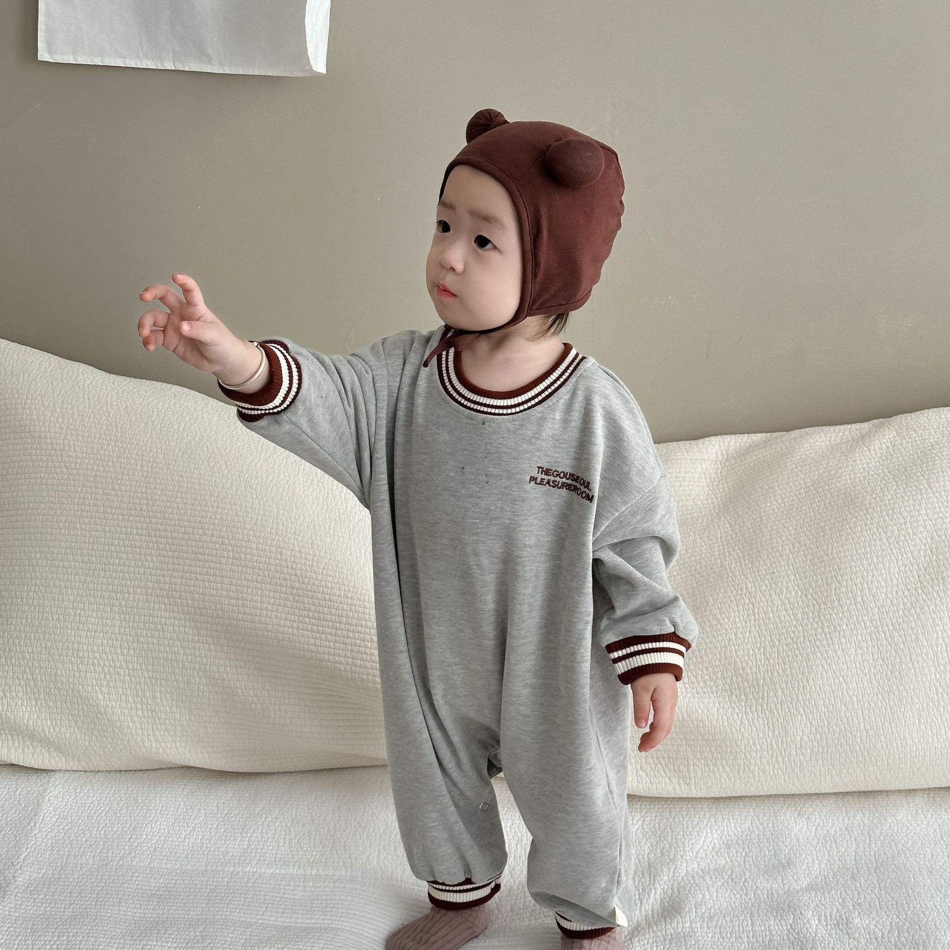 Ropa de primavera y otoño para niños, ropa infantil de estilo coreano, mono para bebé, conjunto de otoño, pelele de manga larga para niños, mameluco para bebé, estilo otoñal. image 8