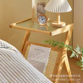 边几小茶几床头桌子沙发边柜长虹玻璃小户型圆方茶桌日式角几迷你