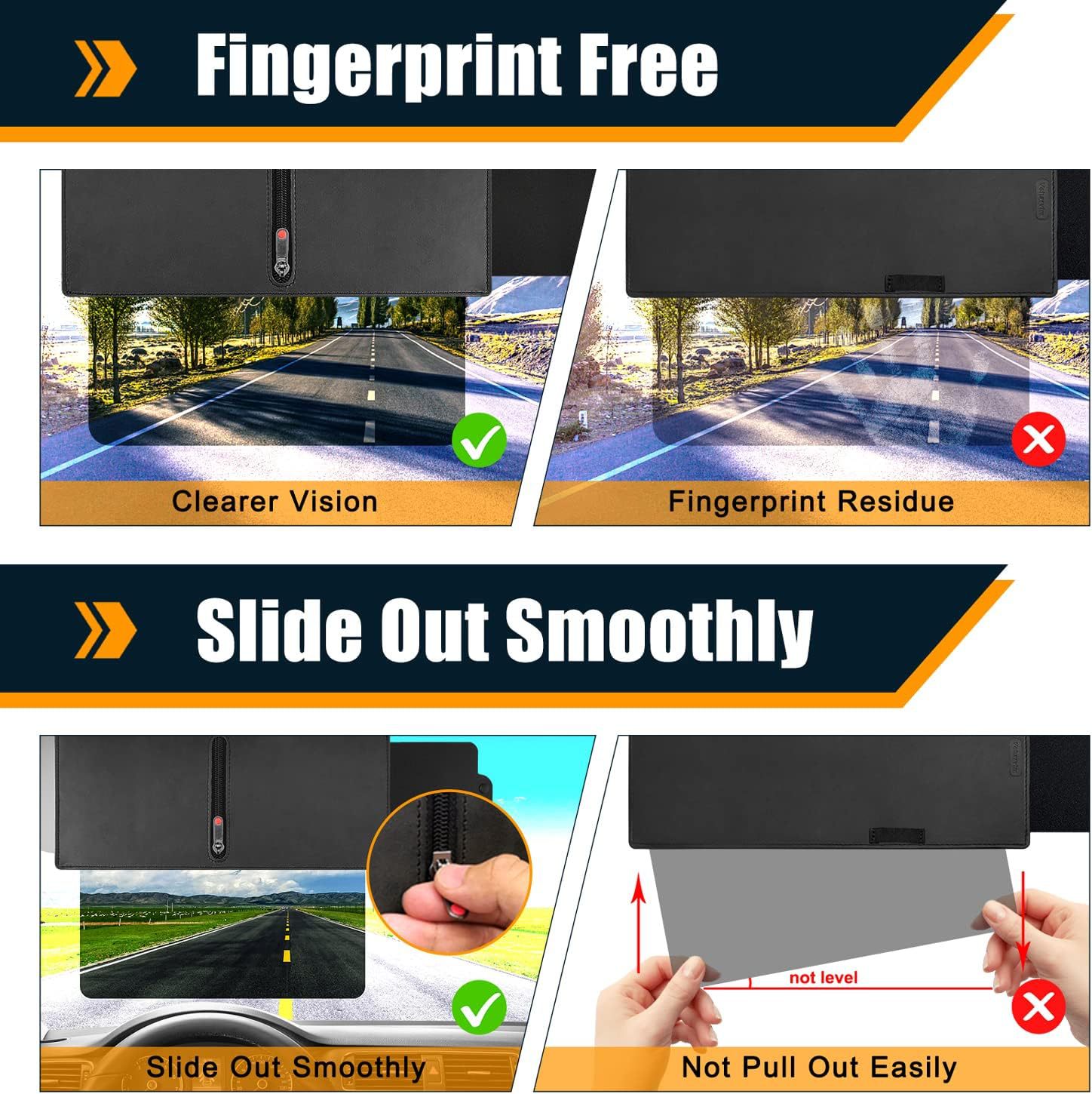 Car polarized sun visor with zipper, expandable polarized anti-glare shield, anti-glare three-sided sunshade panel