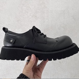 Men's Trendy Shoes 2025 New Leather Cleanfit Thick-Soled Derby Shoes Men's Vibe Height-Increasing Casual Leather Shoes Men