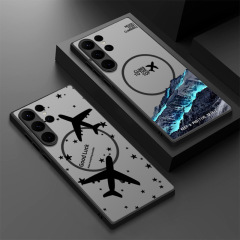 Samsung S25ULTRA 航空機氷山携帯電話ケース S23 細いサークル強力な磁気肌の感触 S24FE 落下防止保護に適しています。