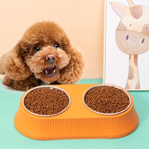 Cat bowl, double bowl, cat bowl, dog food bowl, rice bowl, dog bowl, pet cat rice bowl, inclined mouth to prevent overturning, cat food and cat food bowl