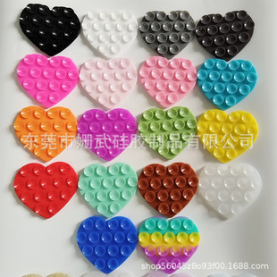 Heart-shaped double-sided silicone suction cup mobile phone sticker self-adhesive non-slip suction mobile phone support frame suction cup factory straight hair