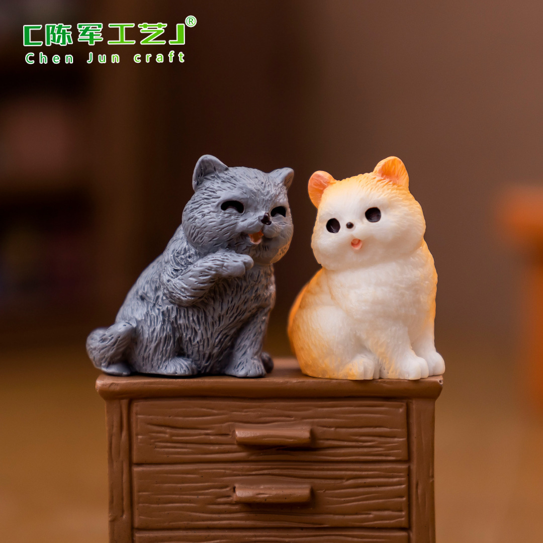 Micro landscape, creative cute small table decorations with accessories, kitten, cat, DIY decoration 4
