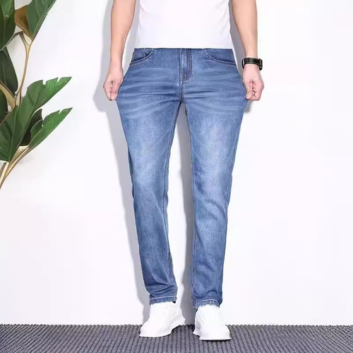 Slim Fit Stretchy Men's Summer Straight Leg Jeans with Micro-elastic Comfort for Youth