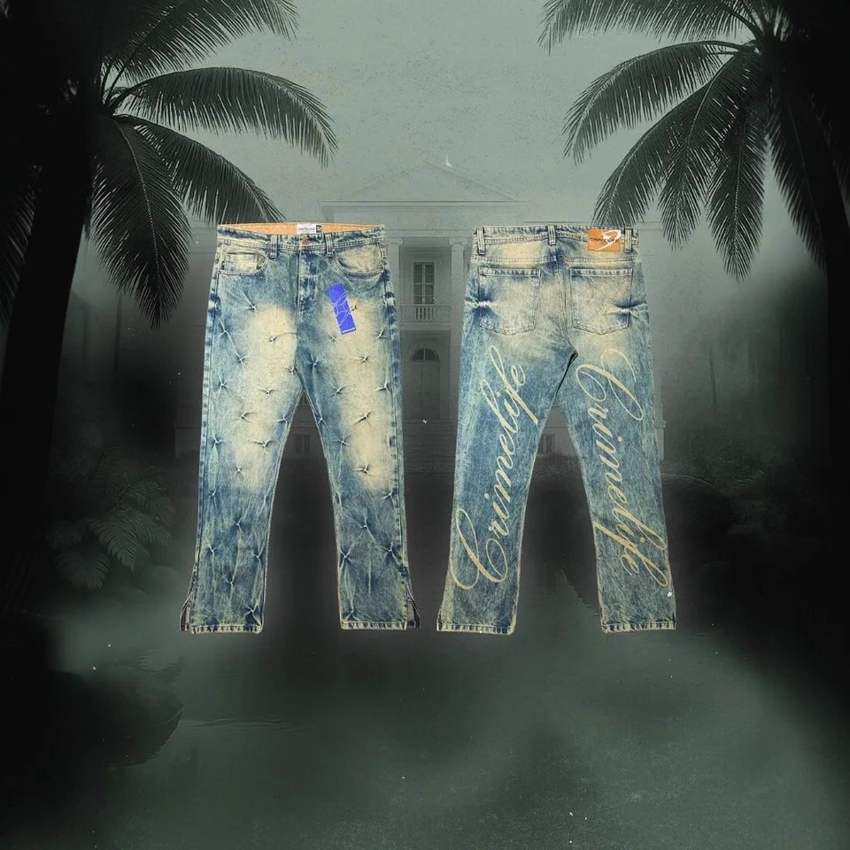 Europa y Estados Unidos transfronterizos estilo americano retro personalidad callejera hip-hop y2k lavado para hacer jeans viejos pantalones de impresión de tendencia