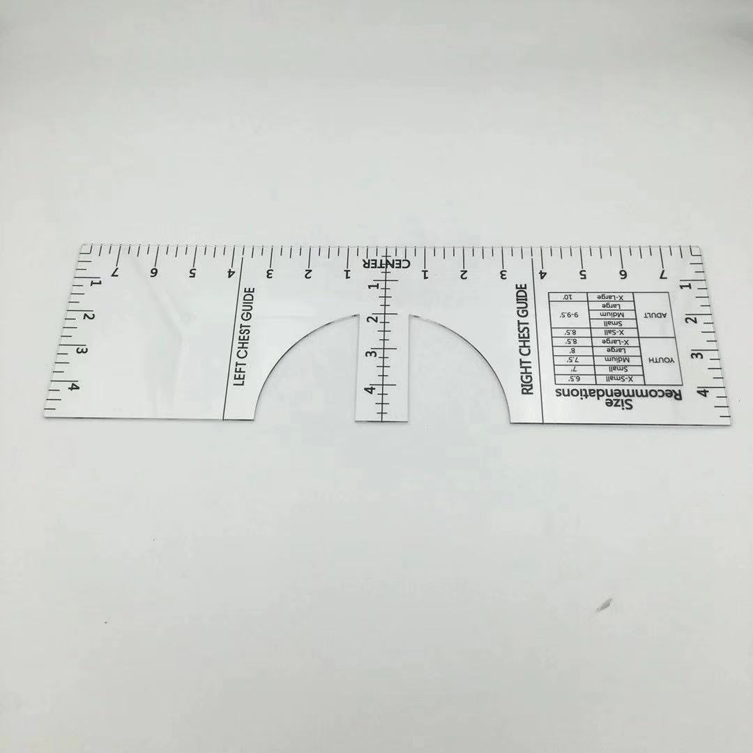 Guía de camiseta transfronteriza Regla de cuello redondo Herramienta de calibración Regla de coser Regla de alineación de centralización Herramienta de regla Regla de medida