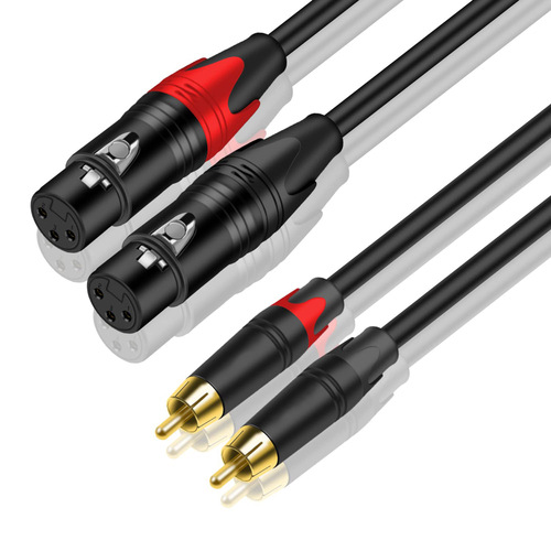 Double Lotus 2RCA to double XLR male and female connecting cable microphone microphone mixer amplifier audio cable