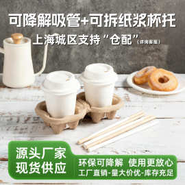 一次性吸管纸浆杯托独立包装奶茶咖啡加粗可降解环保粗PLA大吸管