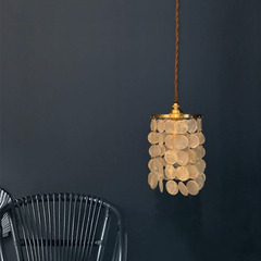 日式復古貝殼風鈴小吊燈吧檯民宿銅燈衣帽間過道臥室床頭黃銅燈具