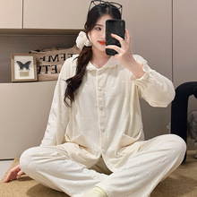 2025孕妇睡衣月子服秋冬加厚海岛绒产后产妇哺乳喂奶短毛绒家居服