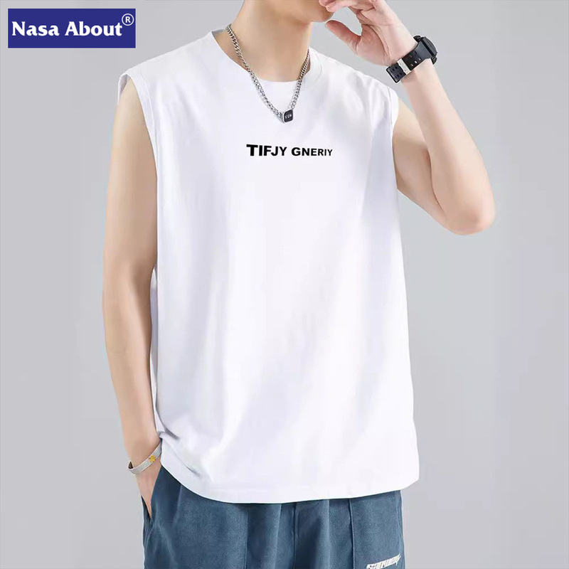 Nasa Sleeveless T-Shirt Men's Fitness Vest Loose Casual Outerwear in Stock 24H Delivery Sleeveless T-Shirt Men's Ice Silk