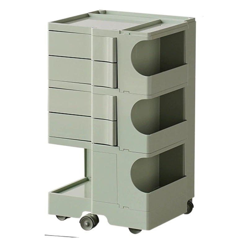Скандинавский многослойный вращающийся шкаф для хранения Косметический шкаф Бытовая тумбочка Тележка на колесиках Мобильный шкаф для хранения