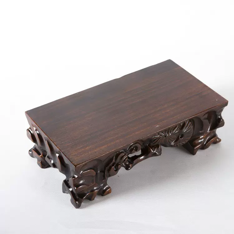 石头玉石鱼缸花瓶花盆佛像摆件木底座托架实木奇石根雕底座可挖槽