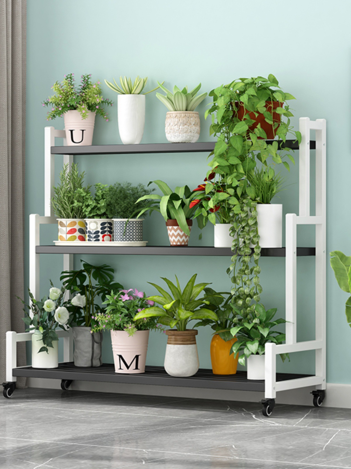 鐵藝階梯式戶外花架置物架多肉客廳花架子陽台靠牆多層落地可移動