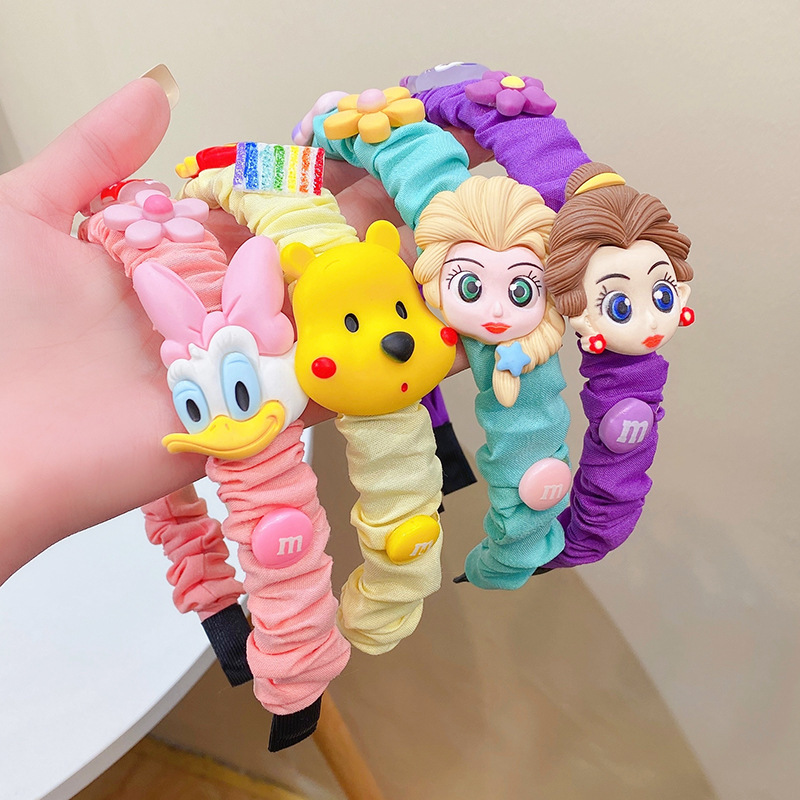 Los niños de dibujos animados lindo tela plisada diadema horquilla serie Paraíso banda para el cabello Niñas pelo presionando diadema accesorios para el cabello