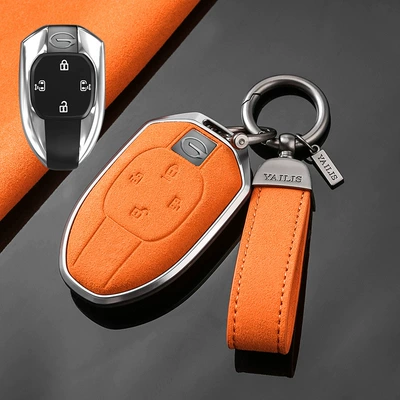 Car key bag — for 24 GAC Trumpchi gs4plus - trumpchi-c-four-key-tarnish-aluminum-alloy-orange-suede-hand-rope-buckle