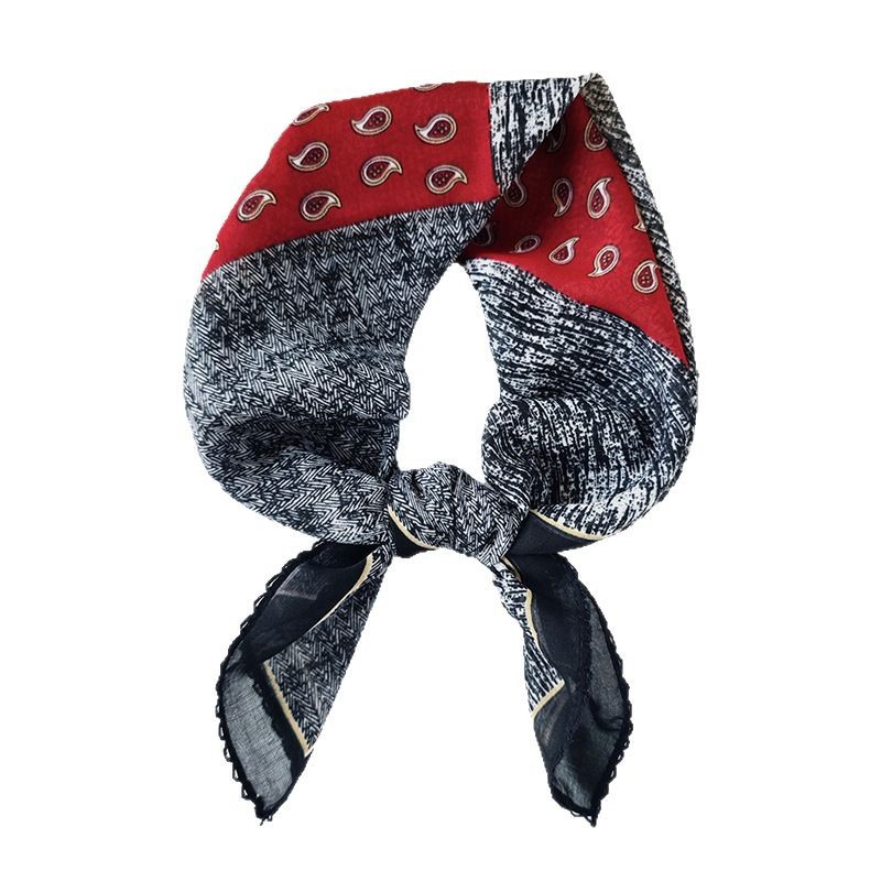 Versión coreana del diseño retro, bufanda cuadrada impresa a juego de colores, fotografía de viajes, bufanda de seda a juego de moda, bufanda fina