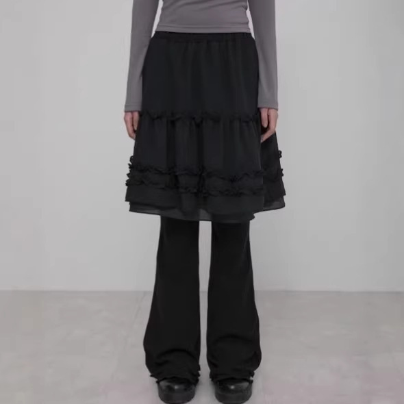 Now Available: Flar*P Faux Two-Piece Skirt Pants with Elastic Waist and Lace, Korean Designer Women's Clothing, Academy Style, Korean Casual Pants Now Available: Flar*P Faux Two-Piece Skirt Pants with Elastic Waist and Lace, Korean Designer Women's Clothing, Academy Style, Korean Casual Pants