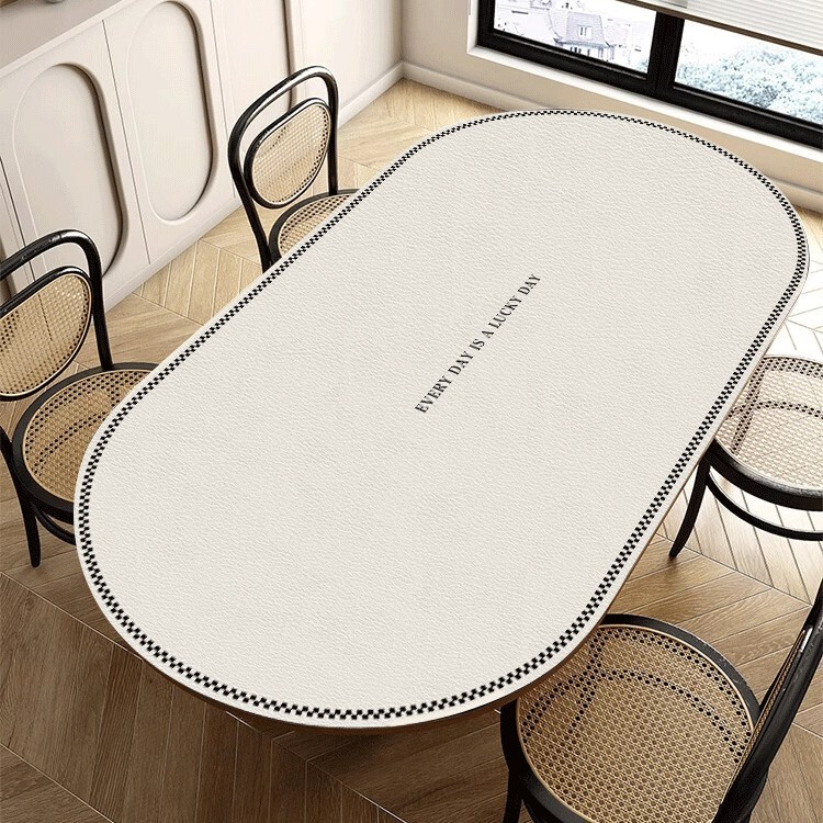 New Oval Leather Dining Table Mat, Light Luxury and High-End Arc-Shaped Tablecloth, Waterproof, Oil-Proof and Anti-Scalding Coffee Table Mat New Oval Leather Dining Table Mat, Light Luxury and High-End Arc-Shaped Tablecloth, Waterproof, Oil-Proof and Anti-Scalding Coffee Table Mat