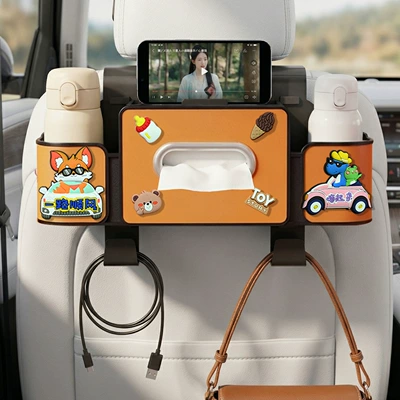 seat storage box, Car tissue box/set - all-the-best-on-the-road-4-in-1-seat-storage-box-4th-generation-orange