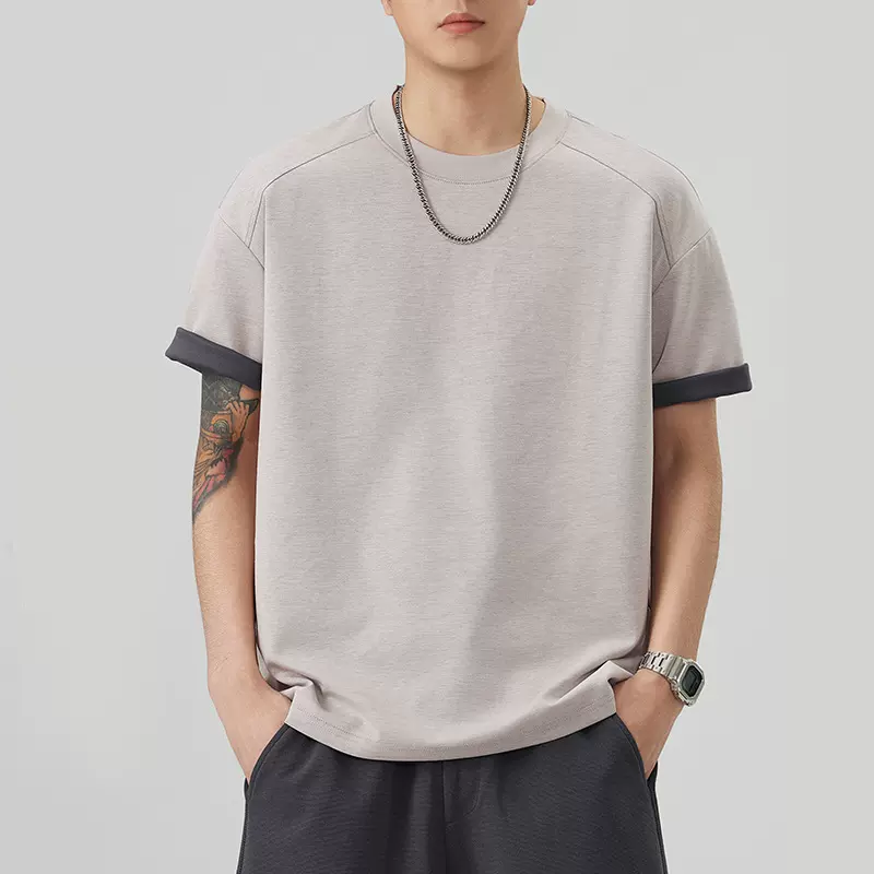 尚谷男装 凉感莫代尔t恤男短袖夏季2026新款垂感透气纯色半袖重磅