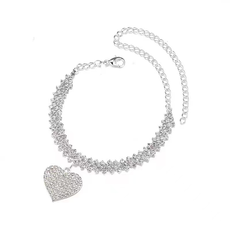Yunjin Mode Heißer Verkauf Trend Strand Eingelegten Diamant Süße Füße Kette Wasser Diamant Liebe Anhänger Füße_voghion.com