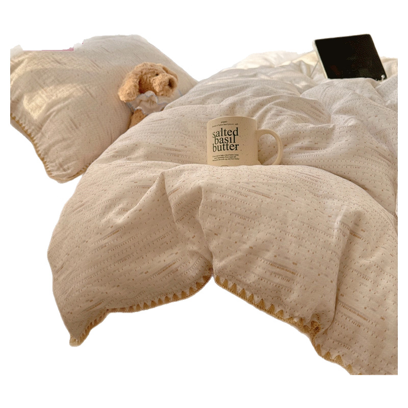 Juego de cuatro piezas de cama de algodón de verano, funda de edredón de algodón, sábana y sábana 2025 nuevo juego de tres piezas de ropa de cama de cuatro estaciones