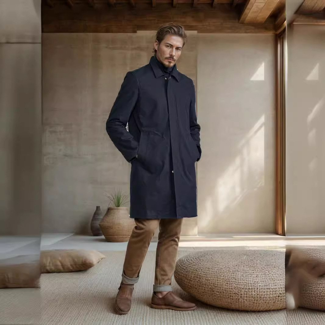 2024. aasta kevad- ja sügiskollektsiooni uus ühevärviline keskmise pikkusega tuulejope meeste lihtne pendelmantel_voghion.com