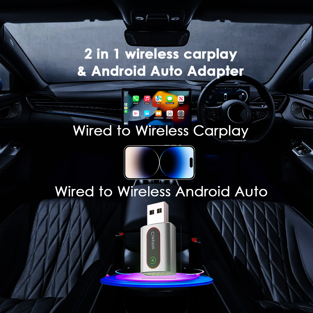Wireless Carplay Box Adapter Compatible with iPhone and Android, 2-in-1, Fast and Lag-Free Hands-Free Calling