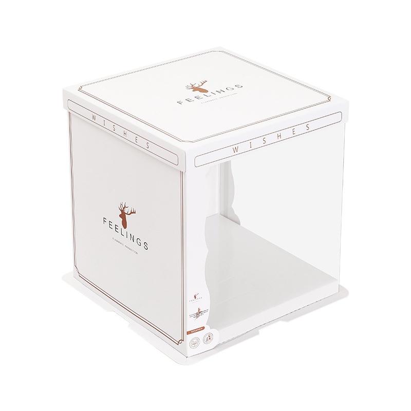 Caja de caja de caja de pastel de cumpleaños translúcida 6 6 8 8 10 10 12 pulgadas soporte inferior grueso simple y moderno de doble capa