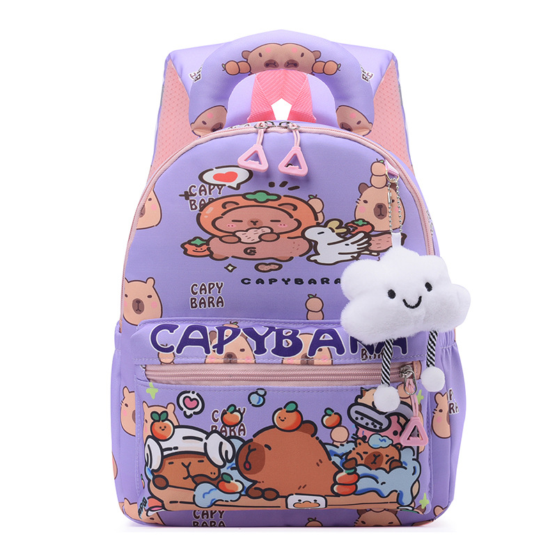 Carita encantadora mochila de niñas Kapibara, mochila transpirable de dibujos animados, mochila de jardín de infantes, 3 años de edad, 5 años de edad, mochila de niños.