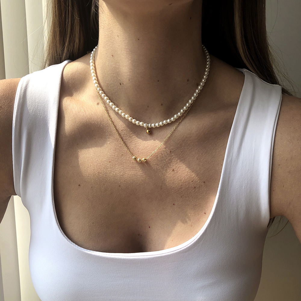 fashion simple geometric pearl pendant necklacepicture5