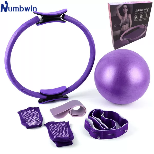 Pilates ring six-piece yoga ball latex elastic ring yoga socks body with fitness suit six-piece box