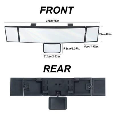 Wide-angle car rearview mirror, reversing aid, wide-angle blind spot mirror, baby rearview mirror, 2-in-1 mirror (Large field of view rear view auxiliary mirror) - three-plus-one-mirror