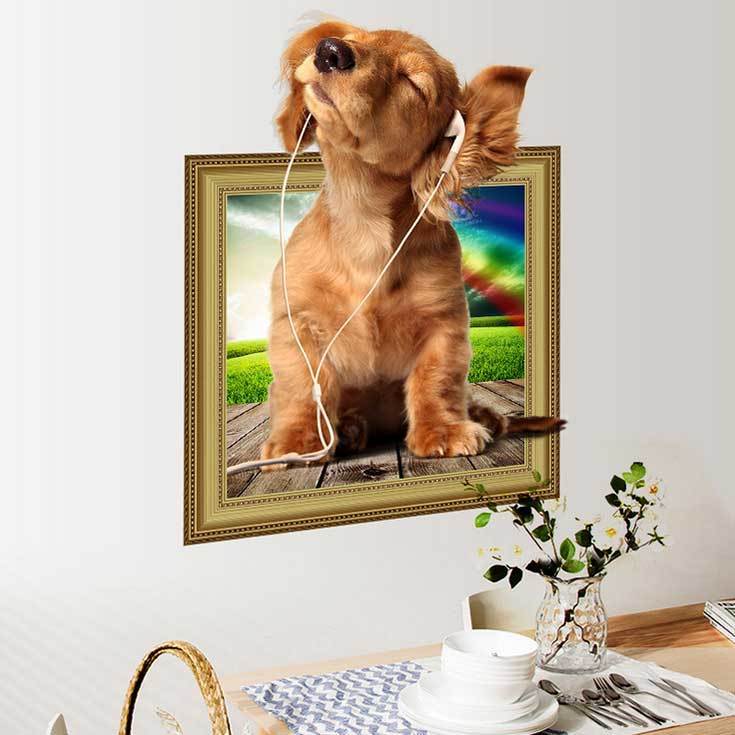 3D Simulation Cute Golden Retriever Children's Room Dog Wall Stickers Pet Shop Wall Decoration Stickers Whole Stickers