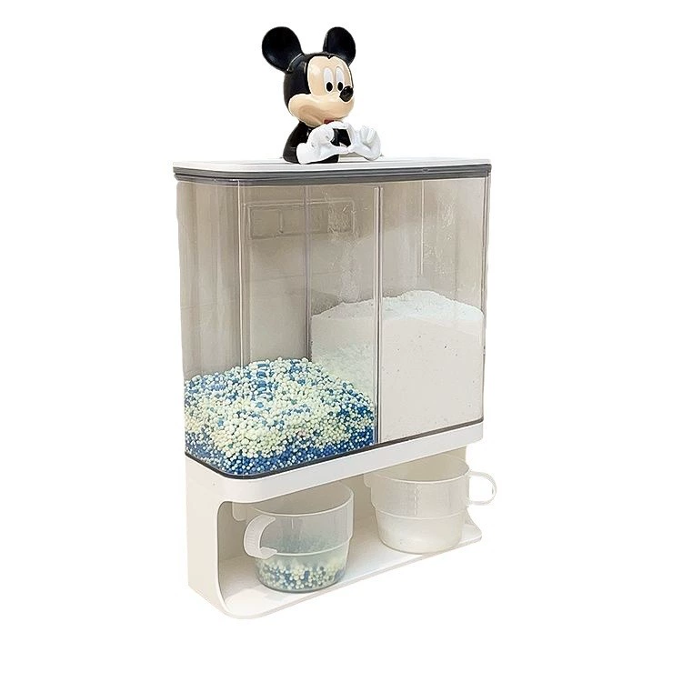 Laundry Storage Box, Dustproof Waterproof Wall-Mount Dispenser, 1–3 L Capacity, Dual Compartment