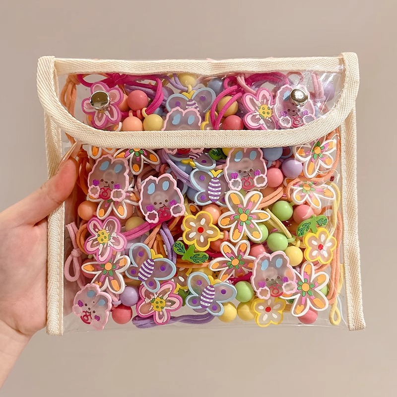 Color no daña anillo para el cabello de la niña atada bola cabeza cinta elástica lindos dibujos animados conejo flor cabeza adornos para el cabello