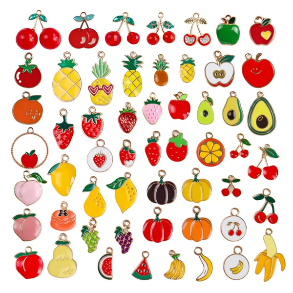 Mixed Oil Dropping Alloy Fruit Pendant DIY Accessories Bracelet Earrings Accessories Cherry Strawberry Pineapple Pendant