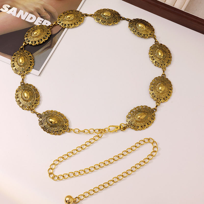 Retro Geometric Alloy Metal Plating Women's Chain Belts display picture 1