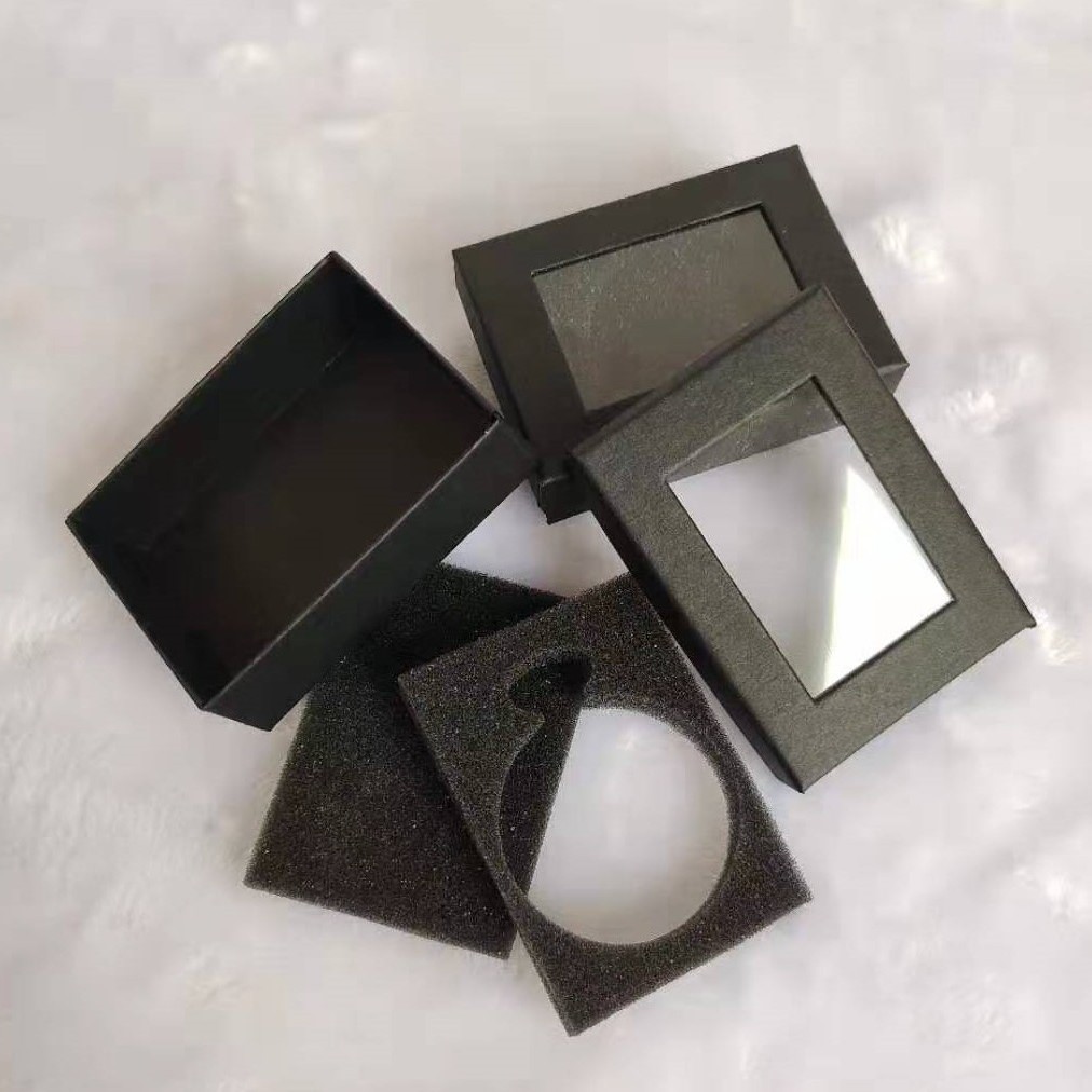 High-end Factory Direct Supply Packaging Box Fashionable Black Pocket Watch Box Heaven and Earth Cover Window Box Keychain Packaging Box