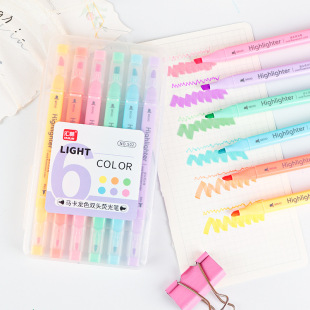 Huilin Cross-Border Double-Headed Highlighter Student Mark Key Colorful High-Value Painting Handbook Graffiti Silver Light Pen