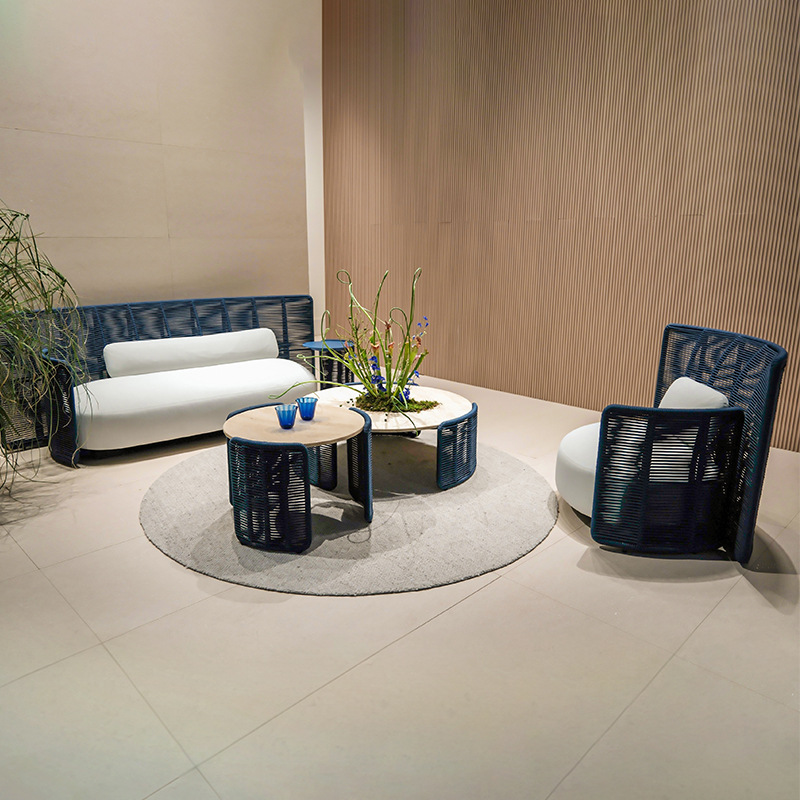 Sofá de caña al aire libre combinación Villa Jardín Hotel muebles impermeables de protección solar patio balcón silla de caña ocio image 4