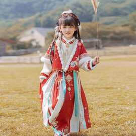 儿童女中国风藏风民族风套装保暖加绒可爱公主裙花边开衫异国风情