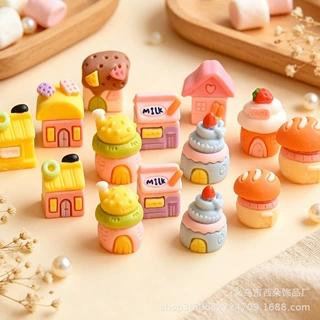 仿真卡通树脂微缩食玩小屋配件奶油胶DIY饰品摆件混款