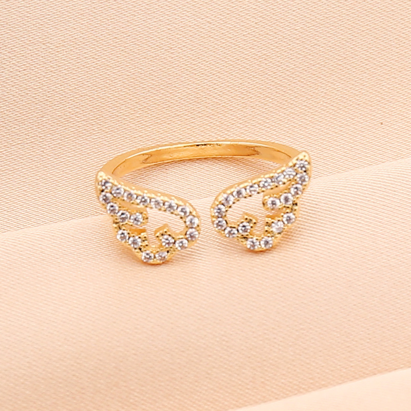 fashion full diamond lightning angel butterfly ring