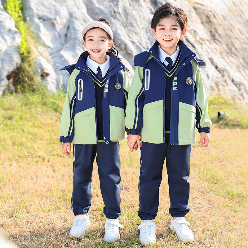 春秋新款幼兒園園服學院風班服中小學生校服套裝兒童衝鋒衣運動會