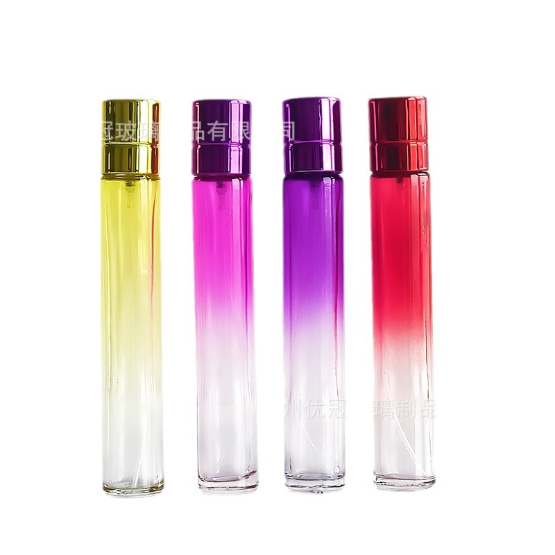 Botella de spray de niebla de color gradiente botella desnuda 30ml botella de perfume de vidrio de colores muestra pequeña envasado de productos de cuidado de la piel al por mayor