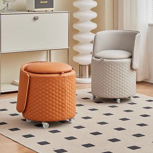 Scandinavian Folding Storage Makeup Stool Internet Celebrity Storage Swivel Stool Modern Casual Bedroom Light Luxury Removable Dressing Stool